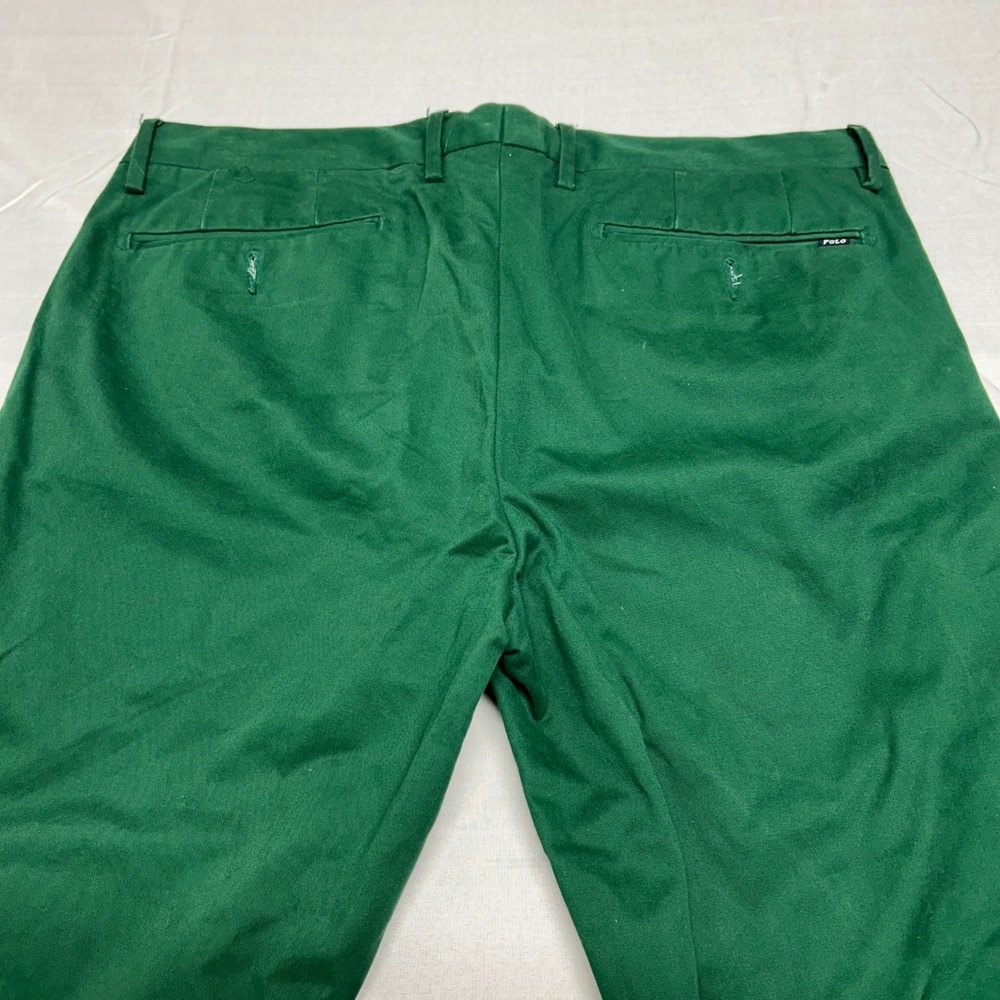 Polo Ralph Lauren Mens Slim Stretch Chinos Green Cotton Trousers 32x34 - Picture 5 of 10